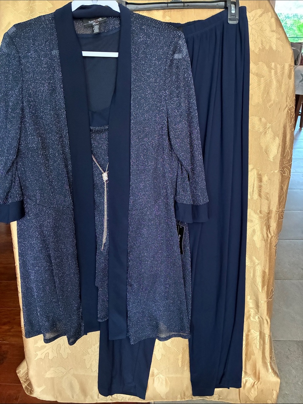 R&M Richards Navy Blue Glitter Trim Women's Jacket